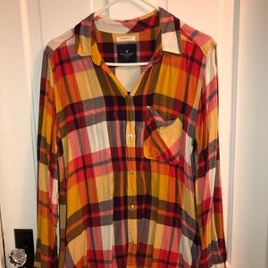 American Eagle flannel, boyfriend fit